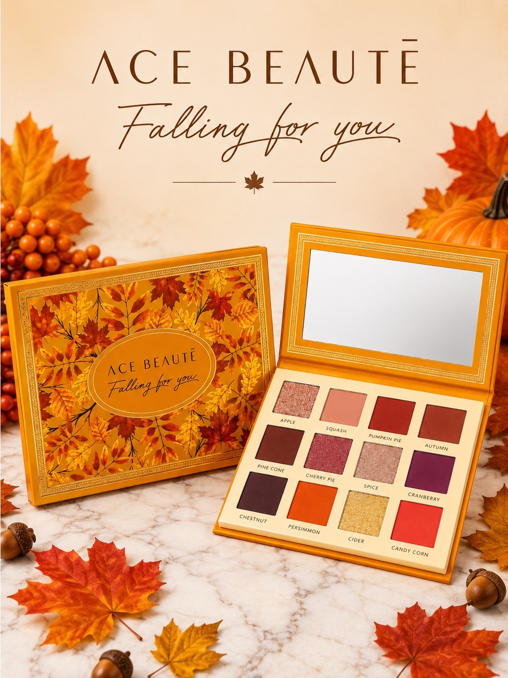 🍂 ACE BEAUTÉ Falling For You Eyeshadow Palette NIB 12 Colors